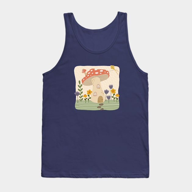 Cute Fairy Mushroom House Tank Top by mamita.design